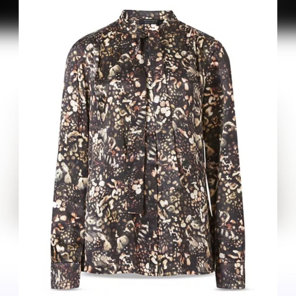 All Saints Toni Kettu Printed Button Front Shirt